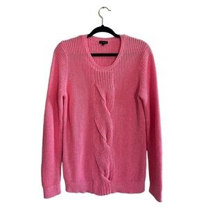 Talbots Hot Pink Cable Knit Pull Over Sweater Cotton Blend Size Medium